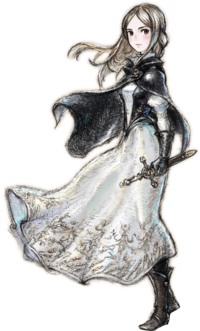 葛蘿莉雅·諾·苗瑟 CV：島村侑 已經滅亡的苗瑟王國公主。離開故國避禍的她，堅決踏上旅途，誓要尋回水晶。